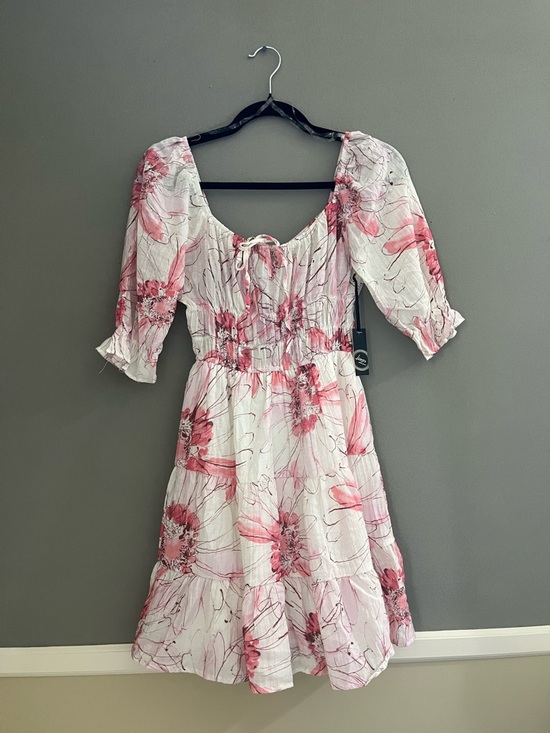 Liberty Love Dresses & Skirts - Liberty Love Mini Dress Milkmaid Gathered Bust Empire Waist A-Line Coquette Pink